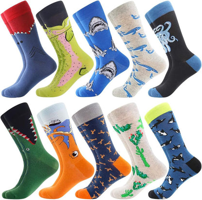 BONANGEL Fun & Funny Novelty Socks for Men - Cool Crazy Animal & Food Graphic Crew Socks