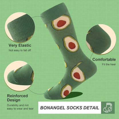 BONANGEL Fun & Funny Novelty Socks for Men - Cool Crazy Animal & Food Graphic Crew Socks