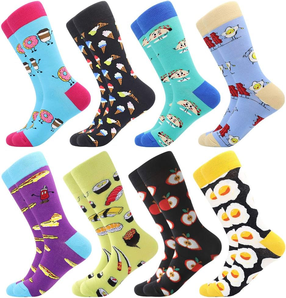 BONANGEL Fun & Funny Novelty Socks for Men - Cool Crazy Animal & Food Graphic Crew Socks