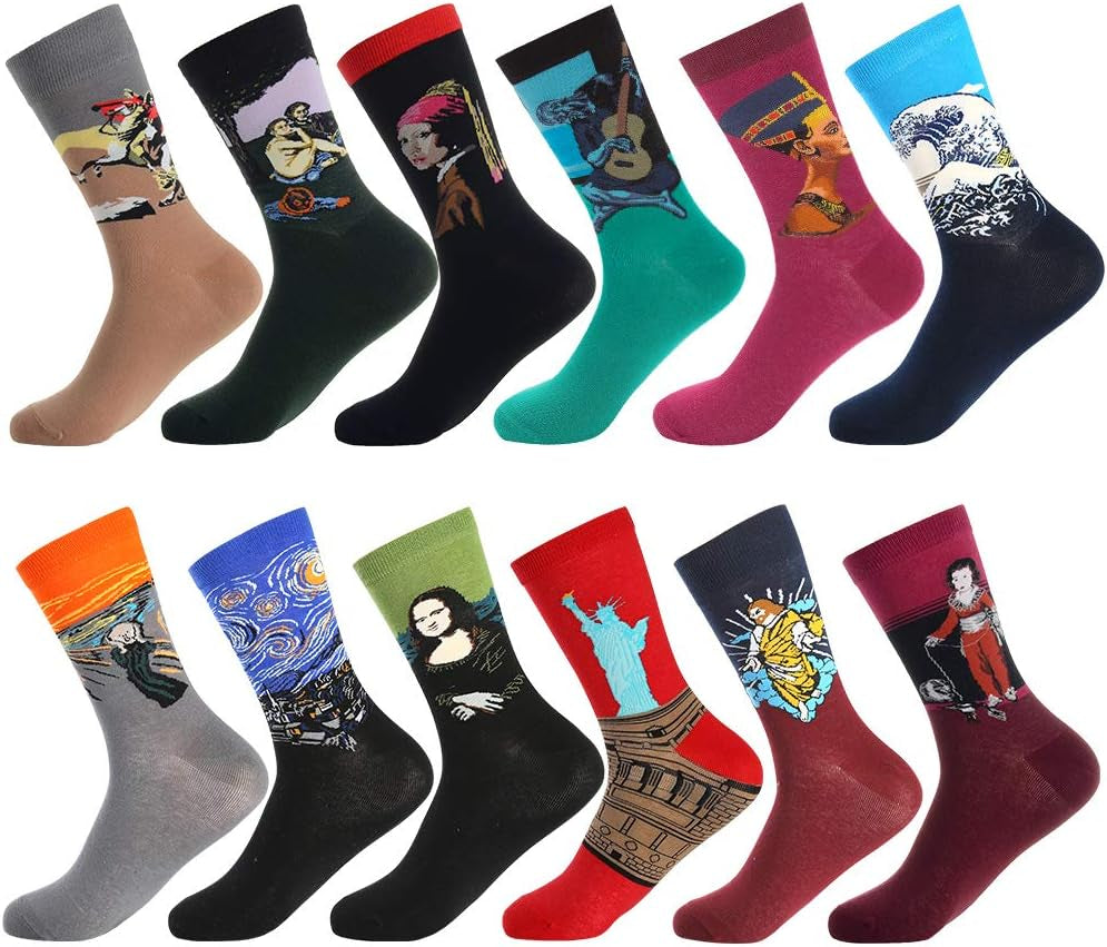 BONANGEL Fun & Funny Novelty Socks for Men - Cool Crazy Animal & Food Graphic Crew Socks